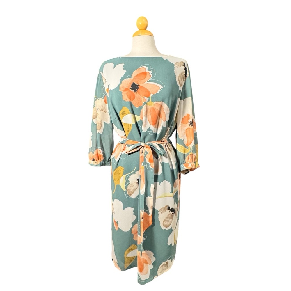 Ava & Viv Floral Midi Dress - Teal and Orange
